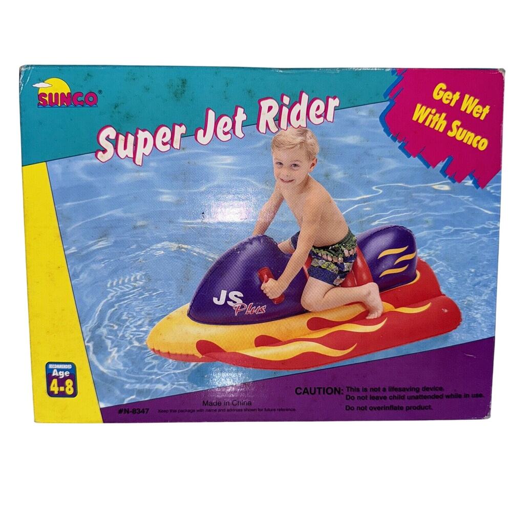 NIB Vintage 1998 Sunco Super Jet Rider Kids Inflatable Pool Float Toy Jetski